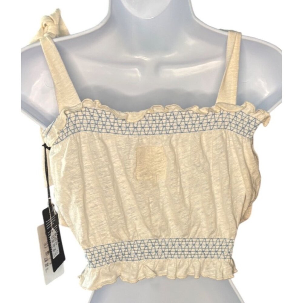 Chaser Lirhetta Floral Bouquet White Embroidery Crop Top S NEW - Picture 4 of 6